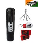 Hard Bodies 4 Feet Synthetic Leather Punching Bag - Black - Filled