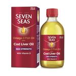 Seven Seas Omega-3 Fish Oil Plus Cod Liver Oil MAX Strength, with Omega-3, Vitamins D and Vitamin E. Food Supplement for Brain2 & Body1-4 Support, 450ml Liquid
