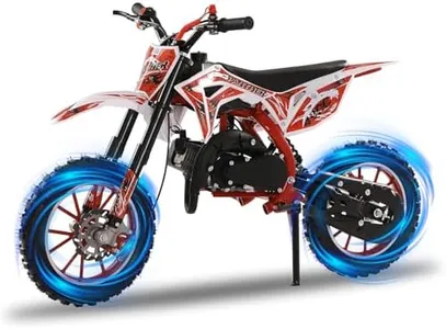 50cc Kids Dirt Bike,Toddler Gas Power Motocross Off Road Mini Motorcycle Vehicles Children Pocket Motorbike with Front Rear Disc Brakes Ideal Birthday for 8-15 Boy Girl Black (Red)