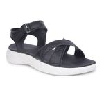 Liberty Healers FINCY-2E Casual Sandal for Women with PU Upper | Lightweight, Durable & Non-Slip | Stylish & All Purpose | Molded EVA Insole | Travel Friendly | Comfortable Footbed (40 EU - Black)