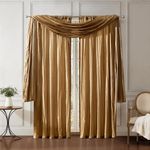 Elrene Home Fashions 026865868432 Window Curtain Drape Rod Pocket Panel, Polyester, Gold, 52"x108" Each (2 Panels) & 52"x216" (1 Valance)