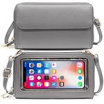 HNOOM Touchable Phone Bag Women Cross Body Phone Bag RFID Blocking Cell Phone Purse Wallet Crossbody Shoulder Bag Wristlet Handbags with Shoulder & Wrist Strap Fits Phone Under 6.9 Inch (Gray)