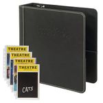 Samsill Contrast Stitch Vintage 2 Inch Playbill Binder Bundle with 20 Secure Top Protectors, Compatible with Theater Programs and Broadway Programs, Theatre Debossed