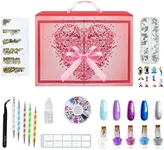 CoralBeau Nail Kit for Girls, Nail Art Design Tools Kit for Beginners with Rhinestones, Nail Gems,Crystals, Jewels, Diamonds, Tweezer, Nail Dotting Tool, Nail Gift Set with Nail Decoration Accessories