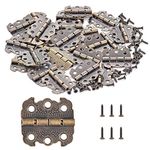 40 Pieces Vintage Cabinet Hardware Bronze Engraving Design Old Cabinet Hinges - Jewelry Box Hinges for Antique Wooden Cases, Toolbox, Jewelry Boxes, Cabinets, Gift Boxes, Wine Boxes (K58)