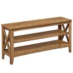 VASAGLE Shoe Bench, Shoe Storage Bench, Hallway Bench, 2-Tier Shoe Rack, 30 x 100 x 48 cm, Holds up to 272 kg, Farmhouse Style, for Living Room, Bedroom, Honey Brown LSB153K41