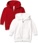 Marky G Apparel Baby Zip Fleece Hoodie, White/RED, 18 Months