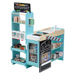 Theo Klein 9391 Supermarket, wood (MDF) I Modern store incl. cash register, barrier, chalkboard and accessories I Toys for children aged 3 and over