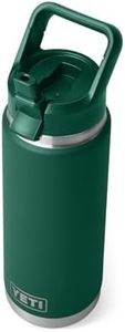 YETI Rambler 26 oz Bottle, Vacuum Insulated, Stainless Steel with Color Matching Straw Cap, Black Forest Green, Thermos