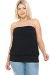 LEEBE Plus Size Tube Top (1X-5X) (1X, Solid Black)