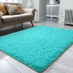 Fluffy Rug, Super Soft Fuzzy Area Rugs for Bedroom Living Room - 3' x 5' Large Plush Furry Shag Rug - Kids Playroom Nursery Classroom Dining Room Decor Floor Carpet, Teal Blue