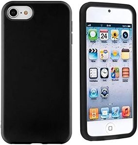 BLLQ Compatible with iPod Touch 7 Case ，iPod Touch 6 Case, iPod Touch 5 Case,Black Glossy TPU Soft Slim Light Thin Cover Skin Case Compatible with iPod Touch 5th / 6th / 7th Gen, Black