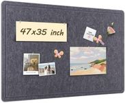 Aitakatta Large Bulletin Board with Felt, 48 x 36 inches Self-Adhesive Pin Board, Alternative Cork Board for Wall, Decorative Vision Board Memo Board for Office School Home with 35 Pins(Gray,90120)