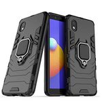 zivite Armor Shockproof Soft TPU and Hard PC Back Cover Case with Magnetic Ring Holder for Samsung Galaxy M01 Core - Armor Black