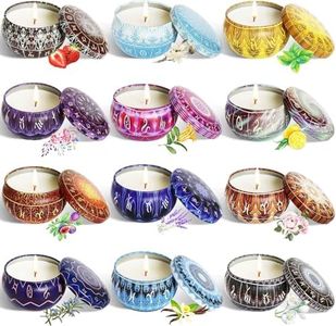 12 Bougies Parfumées en cire de Soja naturelle Pour salle de bain, yoga, festival SPA et mariage-Aromathérapie Cadeau de décoration regalo de Navidad(12 constellations)