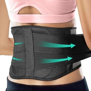 Lightweight Back Brace for Men & Women Under Uniform, Dual Medical 3D Lumbar Pads for Lower Back Pain Relief, Breathable Mesh with Adjustable Stapes for Back Stress - L