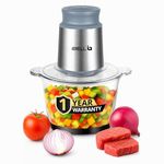 IBELL MT200GM Electric Chopper - 2 Litre Glass Bowl, 700W, Multi Purpose for Cutting Slicing Meat, Vegetables, Nuts & Fruits (Silver)
