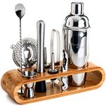 Mixology Bartender Kit: 10-Piece Bar Tool Set with Stylish Bamboo Stand - Perfect Home Bartending Kit and Martini Cocktail Shaker Set for an Awesome Drink Mixing Experience - Exclusive Recipes Bonus