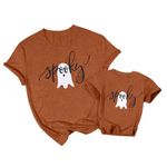 Halloween Mommy and Me Shirt Women Toddler Spooky Mama T Shirt Spooky Mini T Shirt Cute Spooky Ghost Tops, Brown-toddler, 3-4T