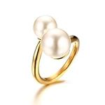 Double Simulated Pearl Wrap Ring: G