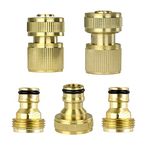 Gardeningwill 5 Pieces Brass Quick Connector Starter Set Male Female Adapters