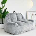 FHIAYWEO Bean Bag Chairs, Giant Twin Size Bean Bag, Lazy Sofa, Beanbag Chairs for Adults, Teens with Filling, Modern Accent Chairs, Comfy Loveseat Chairs for Living Room, Bedrooms (DARK GREY)