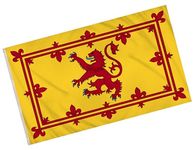 Lion Rampant Flag with Brass Eyelets - Large 5x3ft Double Stitched Polyester Collectable Scotland National Flag Supporter Fan Colourful and Durable Indoor Outdoor Banner Decoration for Home Garden