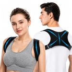 UIOF Posture Corrector Women and Men, Comfortable Adjustable Upper Back Brace Posture Corrector, Relief Back Pain, Support for Back, Neck and Shoulder (Black, One Size)