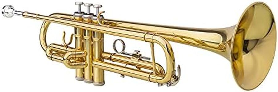 Kcelarec Brass Standard B Trumpet Instrument with Case,Gloves, for Student Beginner (Gold)