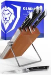 Dalstrong Knife Block Set - 5 Piece - Gladiator Series - with Modular, Multi-Level Block - German High Carbon Steel - Premium ABS Black Handles - NSF Certified