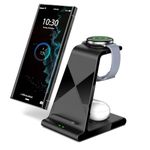 Wireless Charging Station 3 in 1, Wireless Watch Charger for Samsung Galaxy Watch 7/Ultra/6/5/ Pro 4 Gear S3,Buds 2 Pro, Phone Charger Stand Compatible with Samsung Z Fold 4/3/S24/S24 Ultra/S23-20