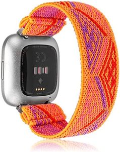 TOYOUTHS Elastic Band Compatible with Fitbit Versa/Versa 2 Scrunchie Bands Fabric Nylon Sport Stretchy Strap Fashion Versa Lite Special Edition Wristband Women Men (Boho Orange, Small)