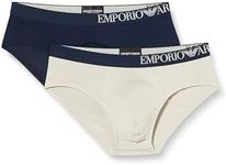 Emporio Armani Men's Eco Soft Touch Bamboo Viscose 2pack Brief, Nude/Marine, M (Pack of 2)