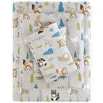 Sleep Philosophy True North Cozy Flannel Warm 100% Cotton Sheet - Novelty Print Animals Stars Cute Ultra Soft Cold Weather Bedding Set, King, Multi Forest Animals 4 Piece