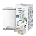 Diaper Dekor Plus Diaper Pail Gift Set – White | Comes with up to a Year's Supply Worth of Diaper Dekor Refills!