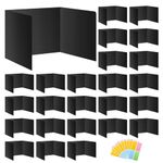 Black 24-Pack Desk Dividers for Students, Waterproof Durable Plastic Study Carrel Divider, Easy to Clean Privacy Classroom Shield Folder Boards for Student Desk