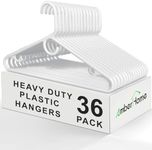 Amber Home 36 Pack Super Heavy Duty Plastic Hangers, White Plastic Hangers Non-Slip for Coat Jacket and Shirt, Non-Slip Pants Bar, Thick Strong Plastic Clothes Hangers with Hook for Scarves and Belts