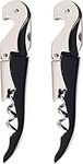 Waiter Corkscrew Wine Opener 2-Pack Black, HYZ Professional Wine Key for Servers, Bartender with Foil Cutter, Manual Wine Bottle Opener Double Hinged