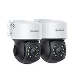 SANNCE PT Digital Zoom Camera 1080P, Pan 350° Tilt 90° Dome Outdoor Security Camera 2MP 2 Pack, 30M Night Vision for Analog CCTV Surveillance System, Remote Access, IP65 Waterproof, Include Adapter