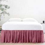 Linenweaves Bed Skirt King Size 21 Inch Drop | Solid Pattern Microfiber Easyfit | Tailored Wrinkle Fade Resistance Soft Fabric Stylish Design Bed Frame Legs Cover- (Dark Pink, 76 * 80 in)