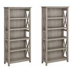 Bush Furniture Key West 5 Shelf Bookcase Set in Washed Gray