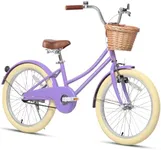 Glerc Little Molly 20 Inch Kids Bike, Retro Cruiser Girls Bike for Children Ages 7-13 Years Old, ‎Kids Bicycle with Wicker Basket & Kickstand, Purple