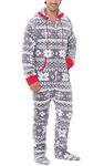 PajamaGram Fun Onesie for Men - Christmas Onesie Men, Warm Fleece, Gray, LG