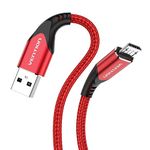 VENTION Micro USB Cable 1M - Kindle Fire Tablet Charger Cable UK Nylon Braided Android Short Micro USB Charger Cable for Samsung Galaxy S6 S7 S5 J7 J5 J3 Tablet PS4 Xbox Controller Charging Cable(Red)