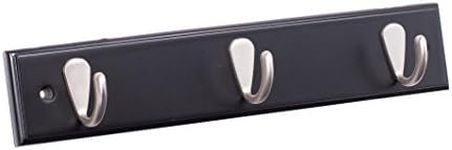 BIRDROCK HOME Modern 3 Hook Coat Rack - Black Finish - Satin Nickel Hooks