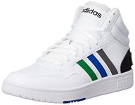 adidas Men's Hoops 3.0 Mid Basketball Shoe, White/Green/Team Royal Blue, 10 UK