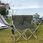 Navaris Folding Camping 2 Seater - Luxury Comfy Pop Up Double Camping Sofa Chair - Large Foldable Deluxe 2 Person Camp Bench Seats for Adults - Camp Chairs w Cup Holders
