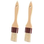 Pastry Brush for Baking Basting Brush with Boar Bristles and Beech Hardwood Handles Culinary Oil Brush for Barbecue Butter Grill BBQ Sauce Baster Marinade Kitchen Food Cooking Brushes (1 inch - 2PCS)