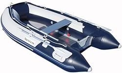 Souocean 9.2ft Inflatable Boat Raft Fishing Dinghy Pontoon Boat Kayak with Aluminum Floor… (Light Grey and Navy Blue)