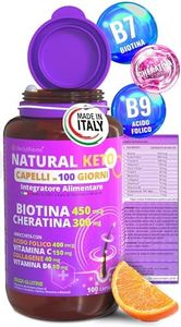 Integratori per capelli NATURAL KETO®| Biotina Capelli | Integratore capelli donna uomo con Vitamina b Complex | Anticaduta capelli donna con 12 Vitamine per capelli tra cui Biotina cheratina e zinco